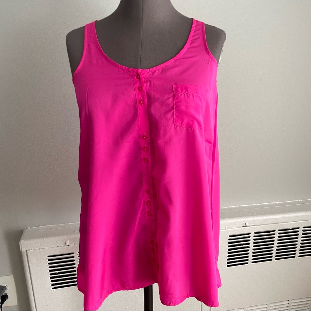 Hot pink racer back tank top size small